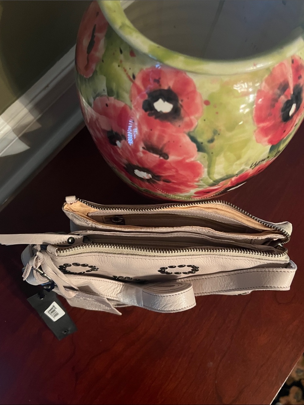 latico Cream Crossbody Bag with Silver Stud Circles - Picture 7 of 8